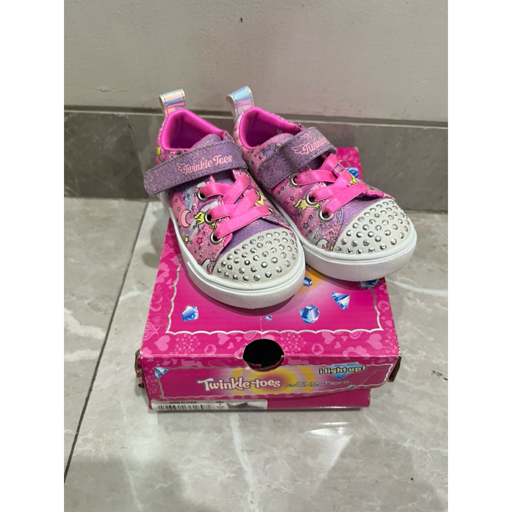 Skechers Twinkle Toes Light Unicorn Pink Preloved Sepatu Nyala Anak Perempuan