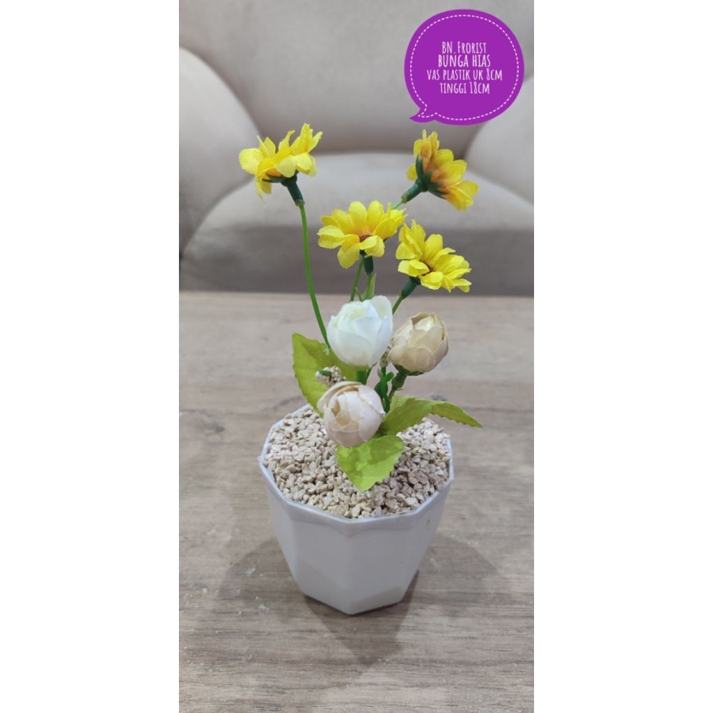 BUNGA HIAS ARTIFICIAL UKURAN POT 7CM