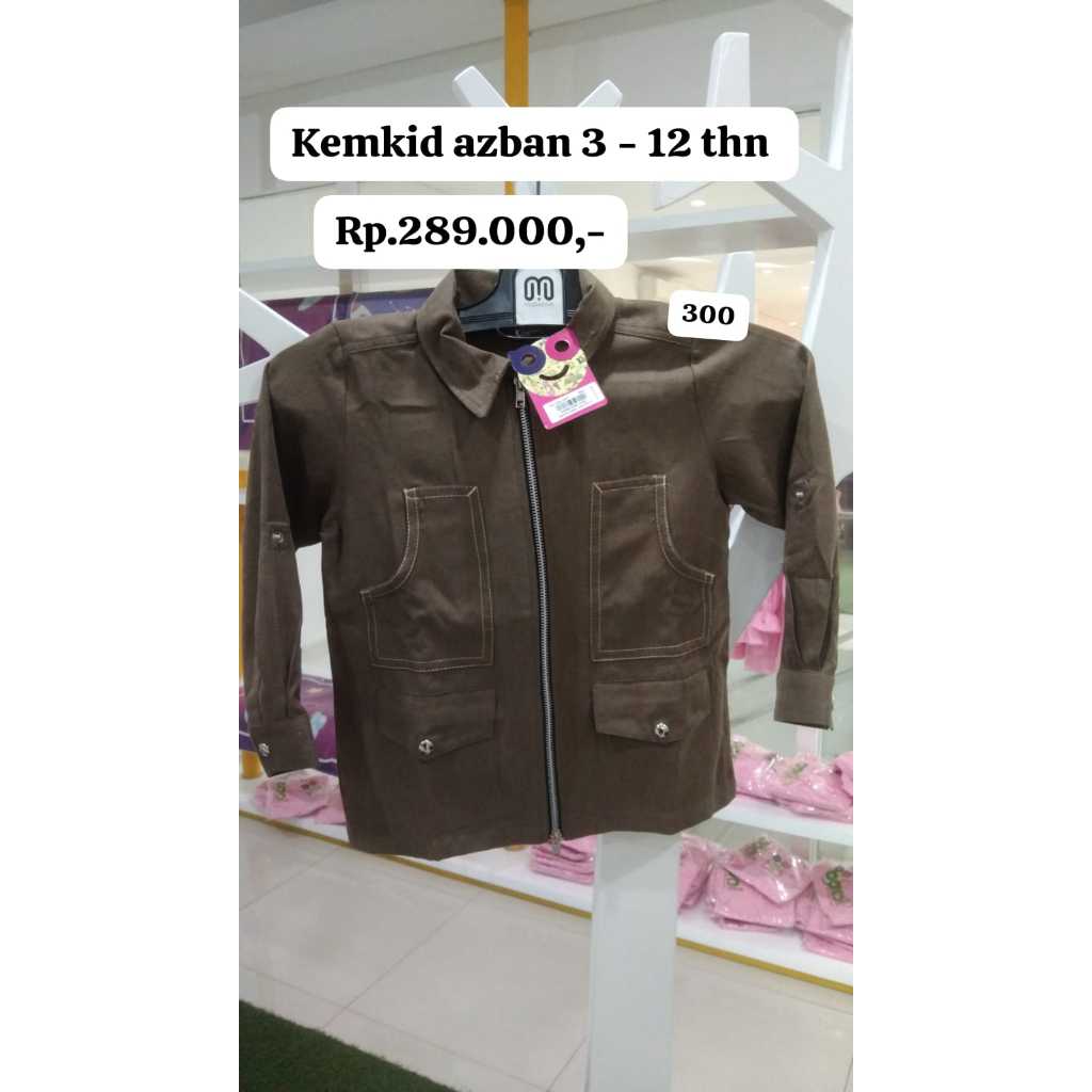 Kemkid Azban | Kemeja Koko anak Azban | Kemeja Zipper | Kemeja Lengan Panjang | Koko Anak | Baju Kok