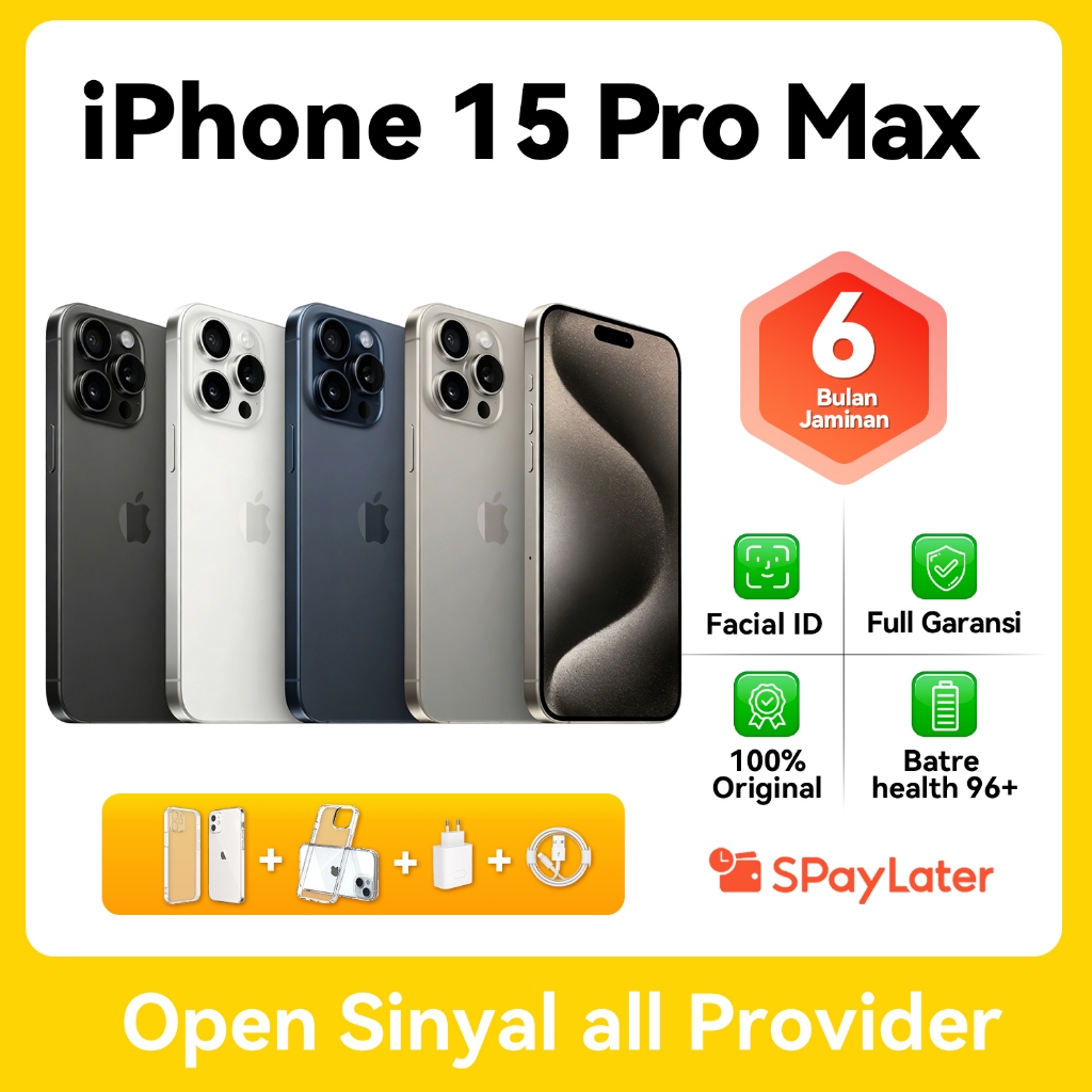 Dalam stok iPhone 15 pro max 256GB 512GB SECOND 100% Original LIKE NEW  Fullse No Refurbish Ibox‌ Fu