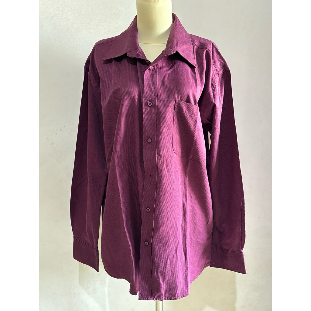 Kemeja Cowok Tshirt Man Casual Minimalist Ungu Purple Motif Polos Kantoran