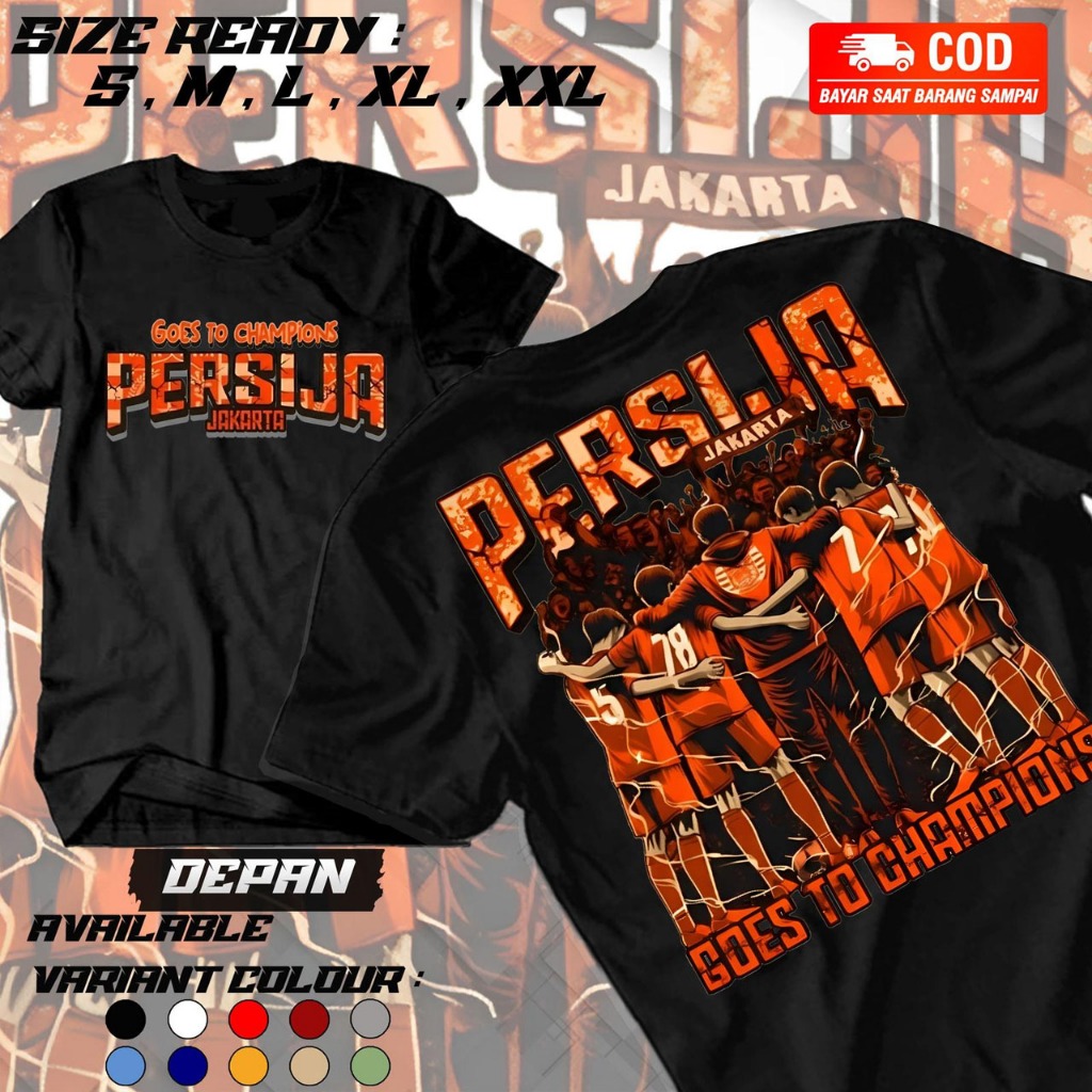 Kaos Pria Dewasa Persija Jakarta Goes To Champions Casual kaos persija jakarta - HITAM, S