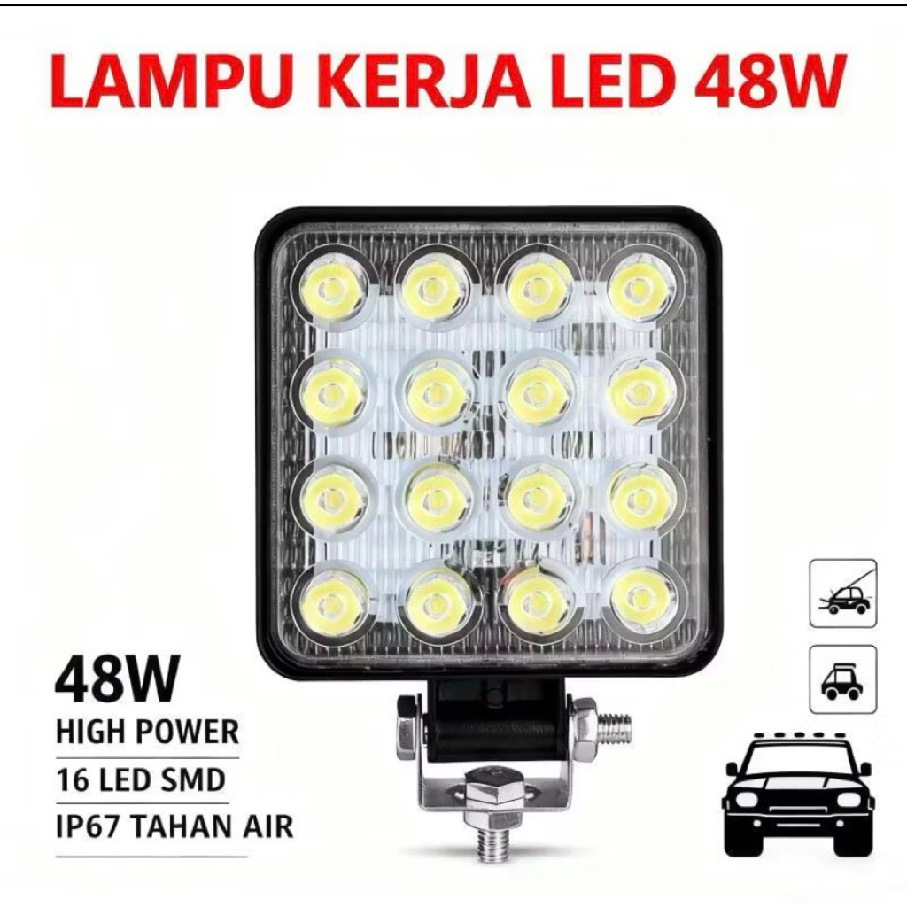 Lampu Sorot Tembak Led Outdoor Mobil Motor  Dc 12 Volt 48 Watt
