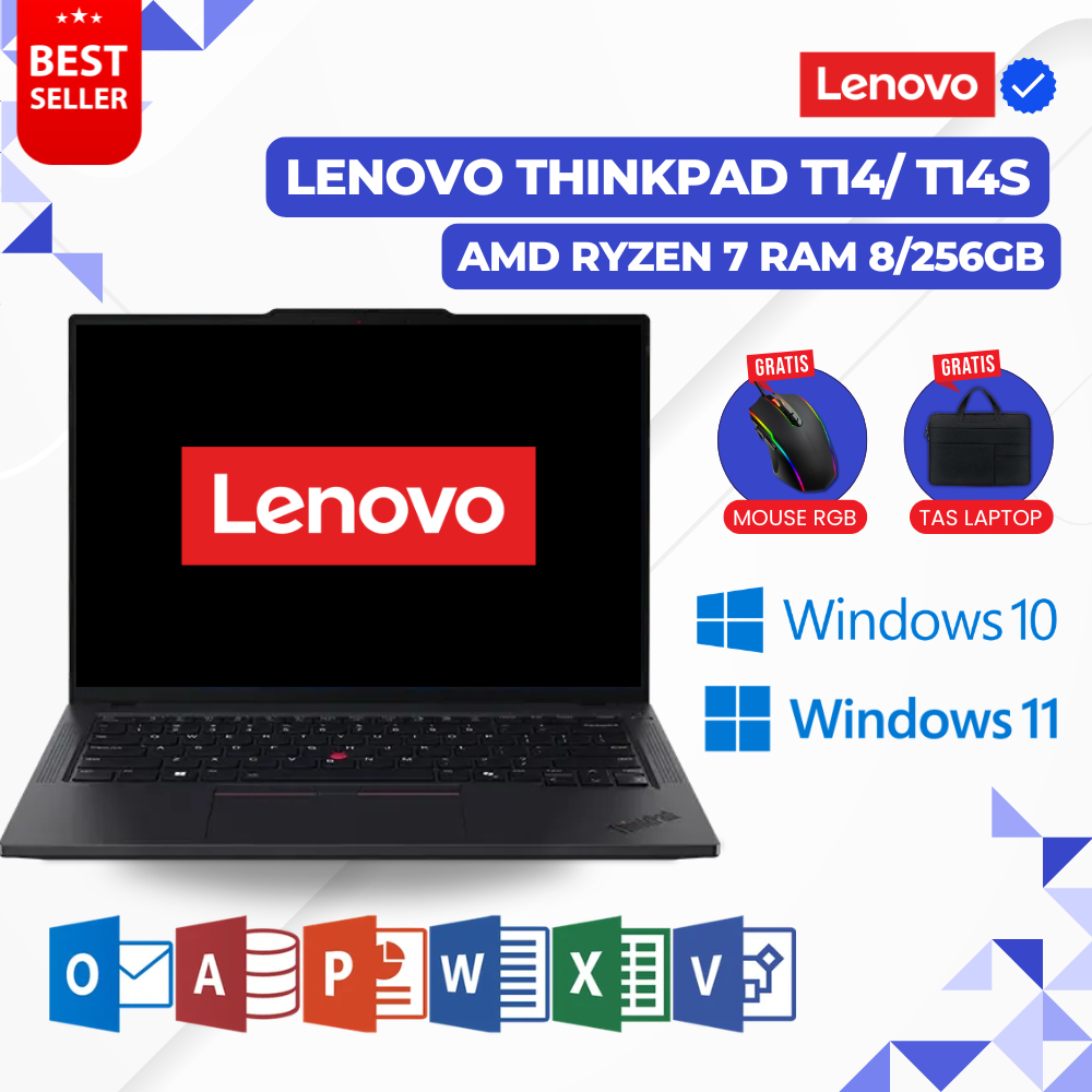 Laptop Lenovo Thinkpad T14 Thinkpad T14s Ryzen 7 Ram 8/256GB - Laptop Thinkpad Second Murah