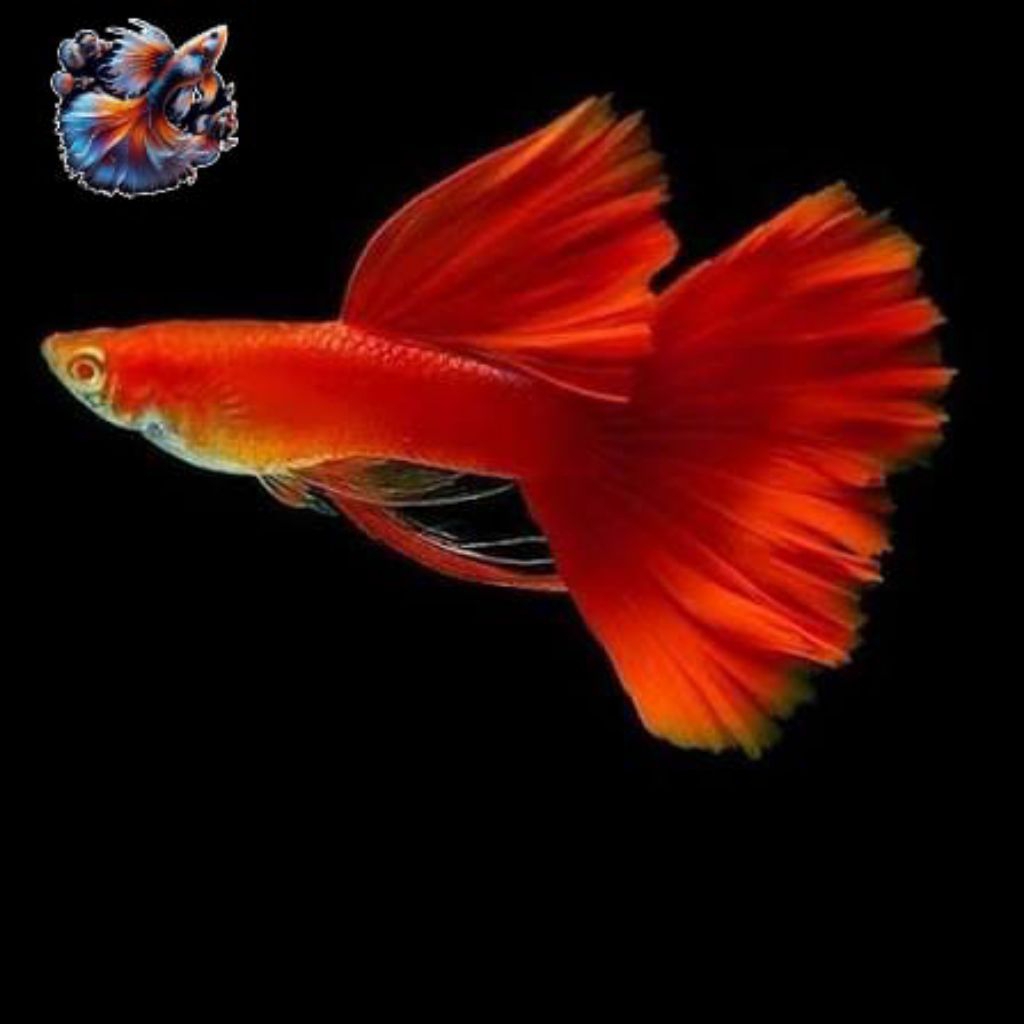 HIASAN AQUARIUM SEPASANG GUPPY (AFR RIBBON) ALBINO FULL PLATINUM RIBBON ISI 5