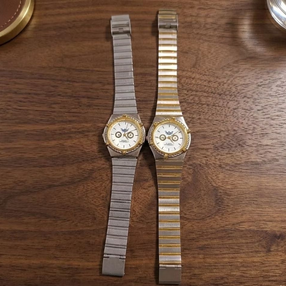 Jam Tangan Couple Mewah Commodore Quartz - Rantai Stainless Steel Kombinasi Gold Silver 257L