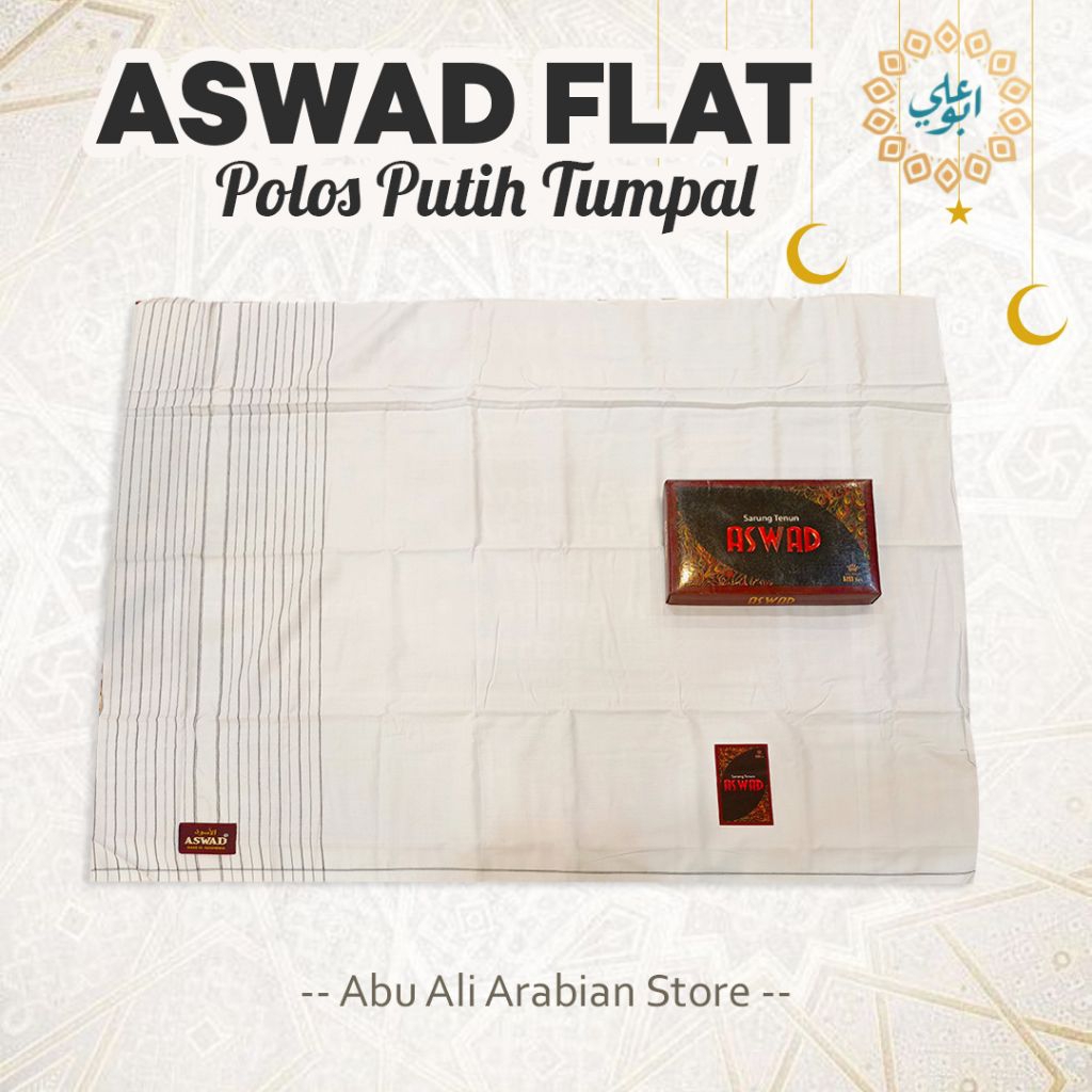 Sarung Aswad Flat Polos Putih Tumpal
