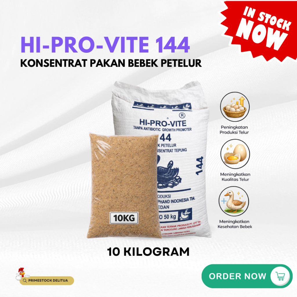 Pakan Konsentrat Itik Bebek Petelur Hi Pro Vite 144 Pokphand Repack 10 Kilogram Pakan Bebek Petelur