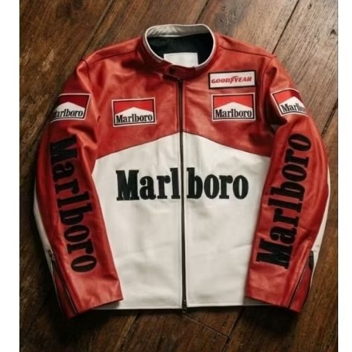 JAKET RACING KULIT ASLI  MARLBORO JAKET MOTOR PRIA