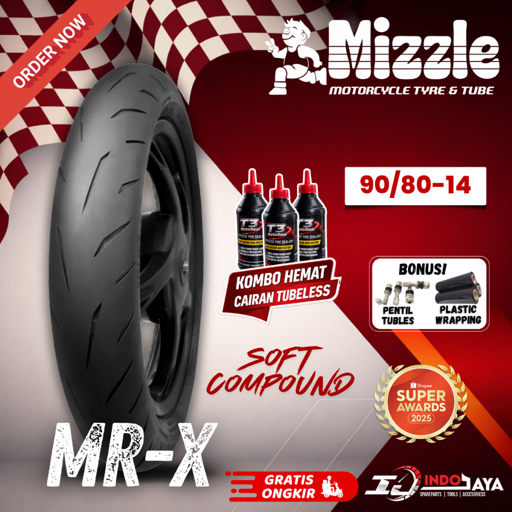 [READY COD] BAN MIZZLE MRX SOFT COMPOUND ( 90/80-14 ) SOFT COMPOUND RING 14 MR-X / MR X / RING 14 / 