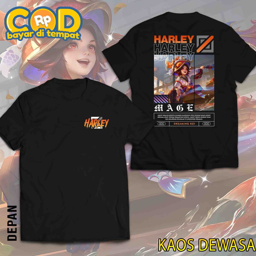 Tshirt MLBB Unisex Hero Harley Skin starlight Terbaru Bahan Premium soft pe 24s