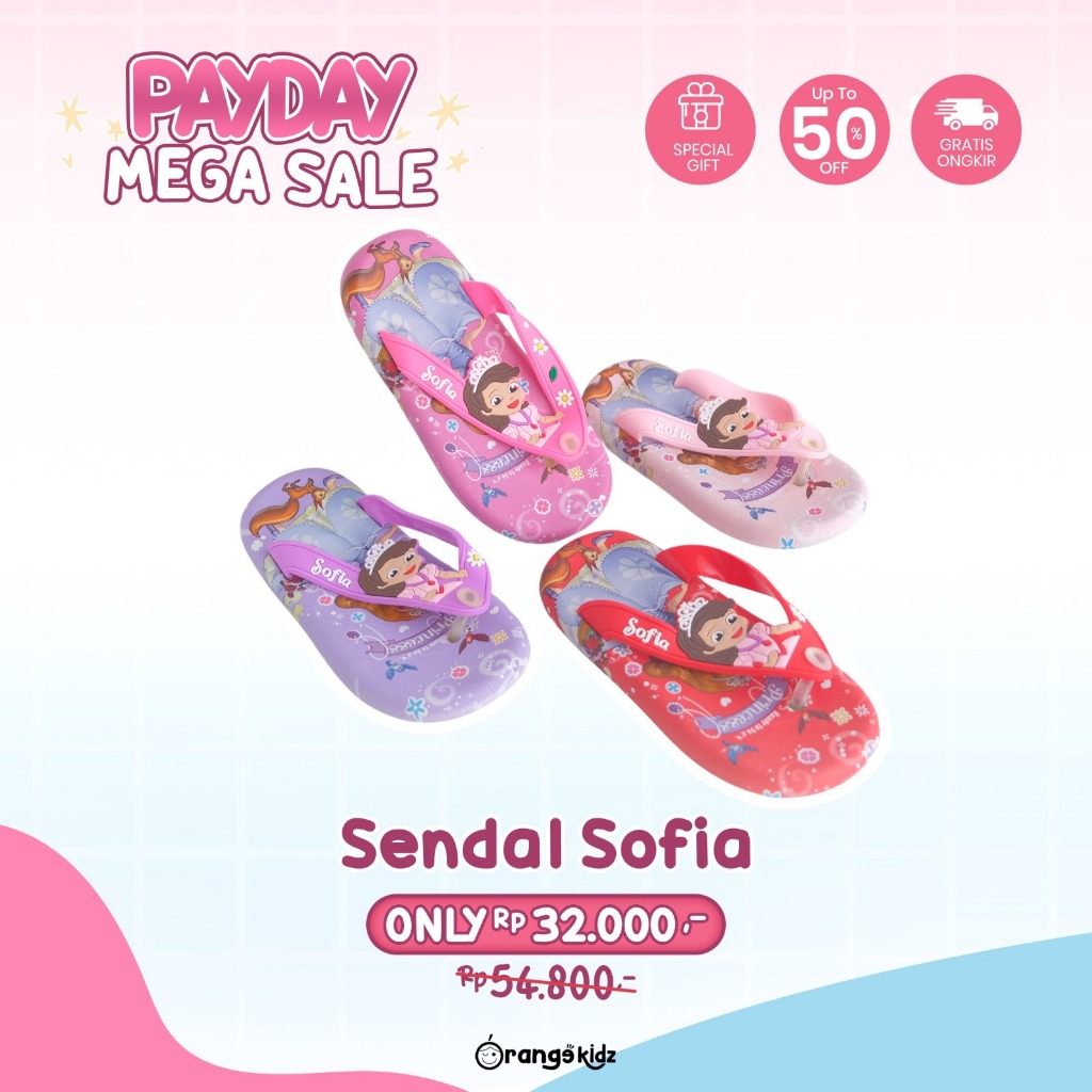 Sendal Anak Perempuan Princess Sofia Model Lucu Fashion Kekinian