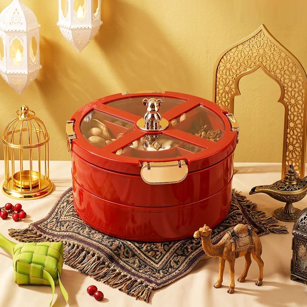 Toples Sekat Premium Luxury Bear 2 Tingkat 5 Sekat Toples 4 Tray Toples Lebaran Set Aesthetic Toples