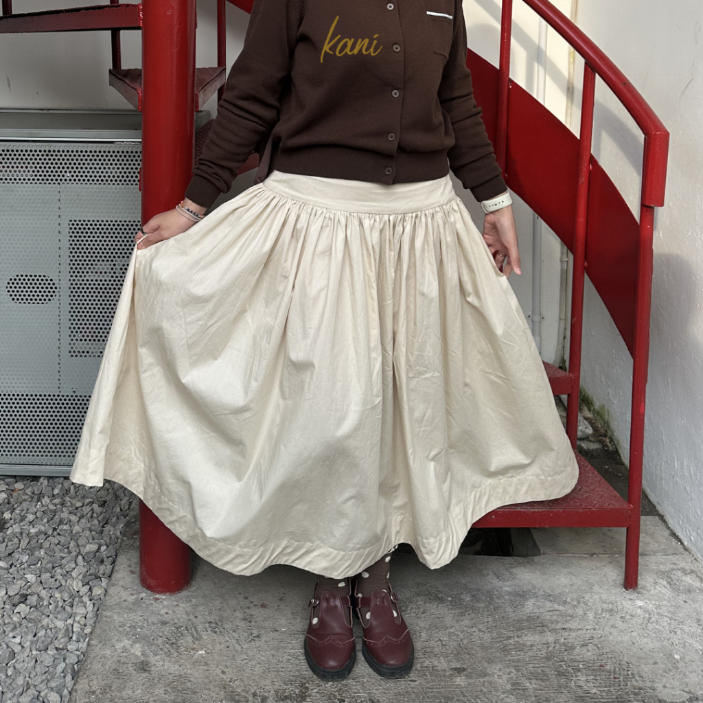 KANI Senra Skirt | Bawahan Rok Ivory A-Line Basic Daily Formal Wanita Katun Poplin Premium