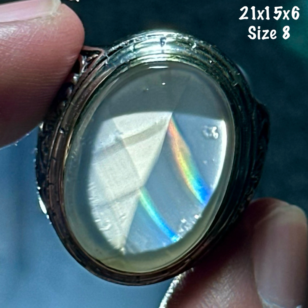 Cincin Batu Akik Natural Iris Junder Pelangi (asli alam)