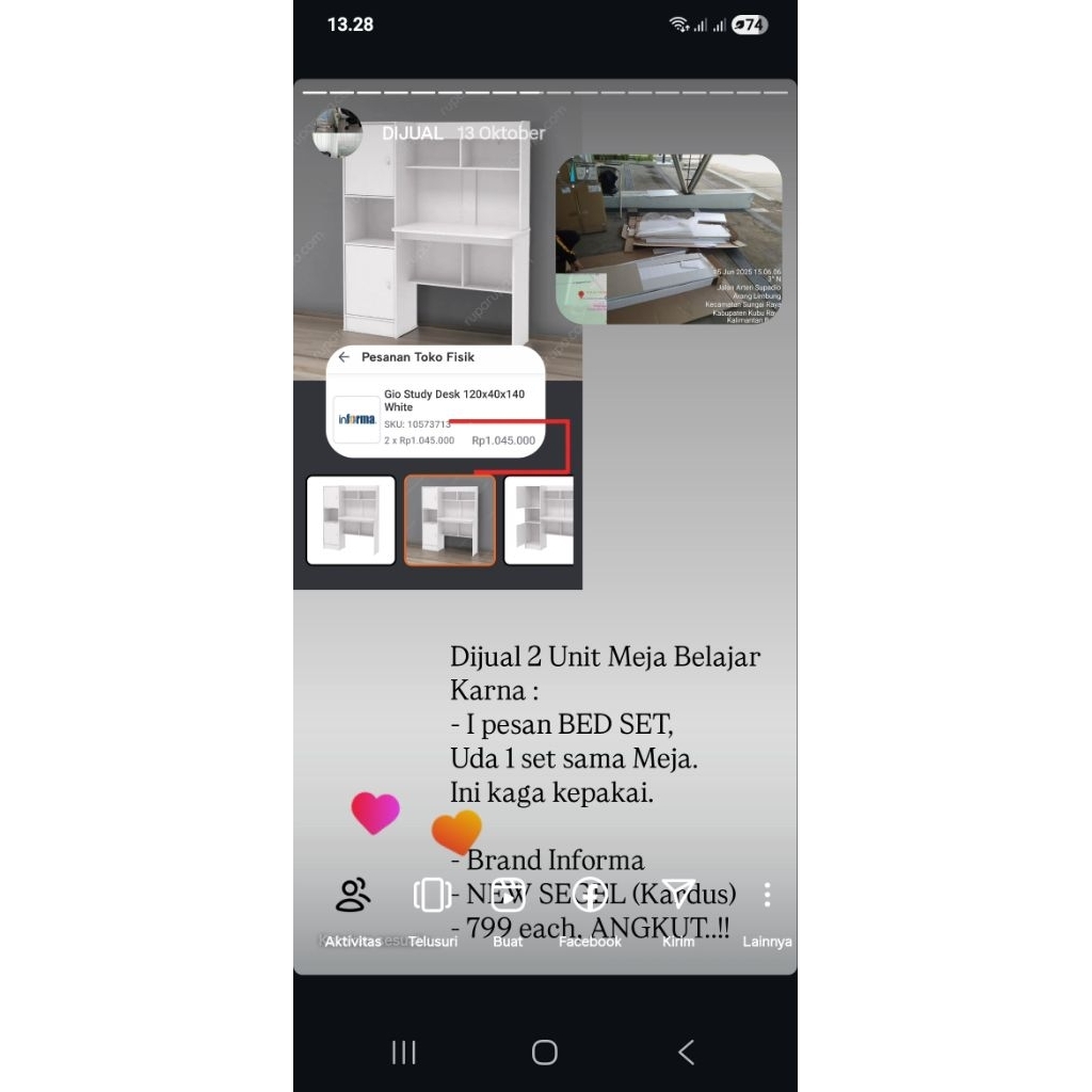 Meja Belajar Putih Informa