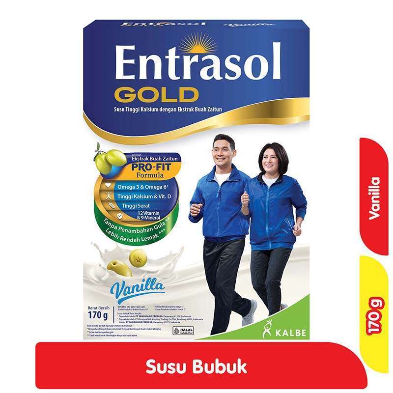 Susu Lansia Entrasol Gold Vanilla Coklat Original 170 gr