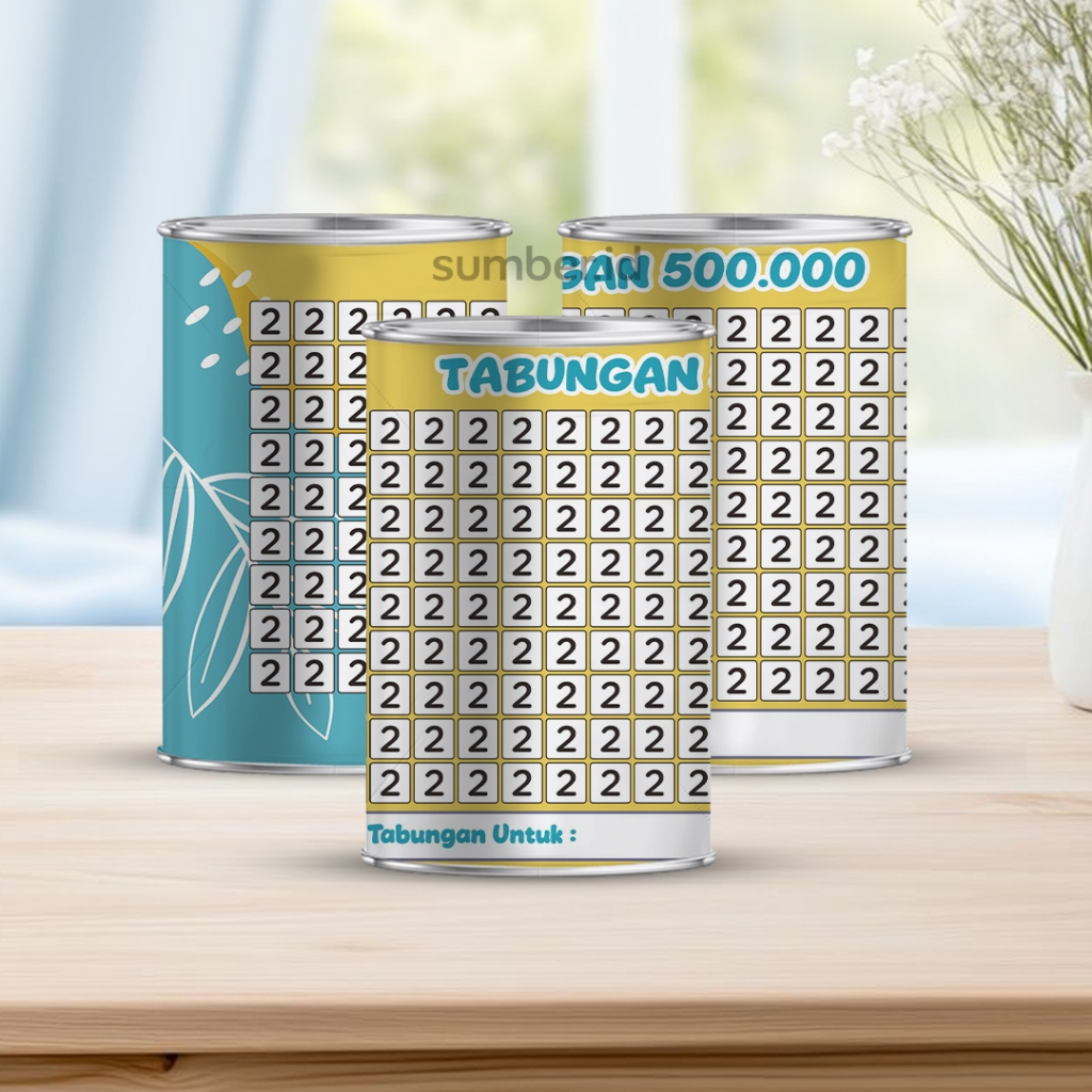 Celengan target 500 ribu pecahan 2 ribu permanen buka tutup tabungan mini 2K GET 500RB ukuran 10 cm 