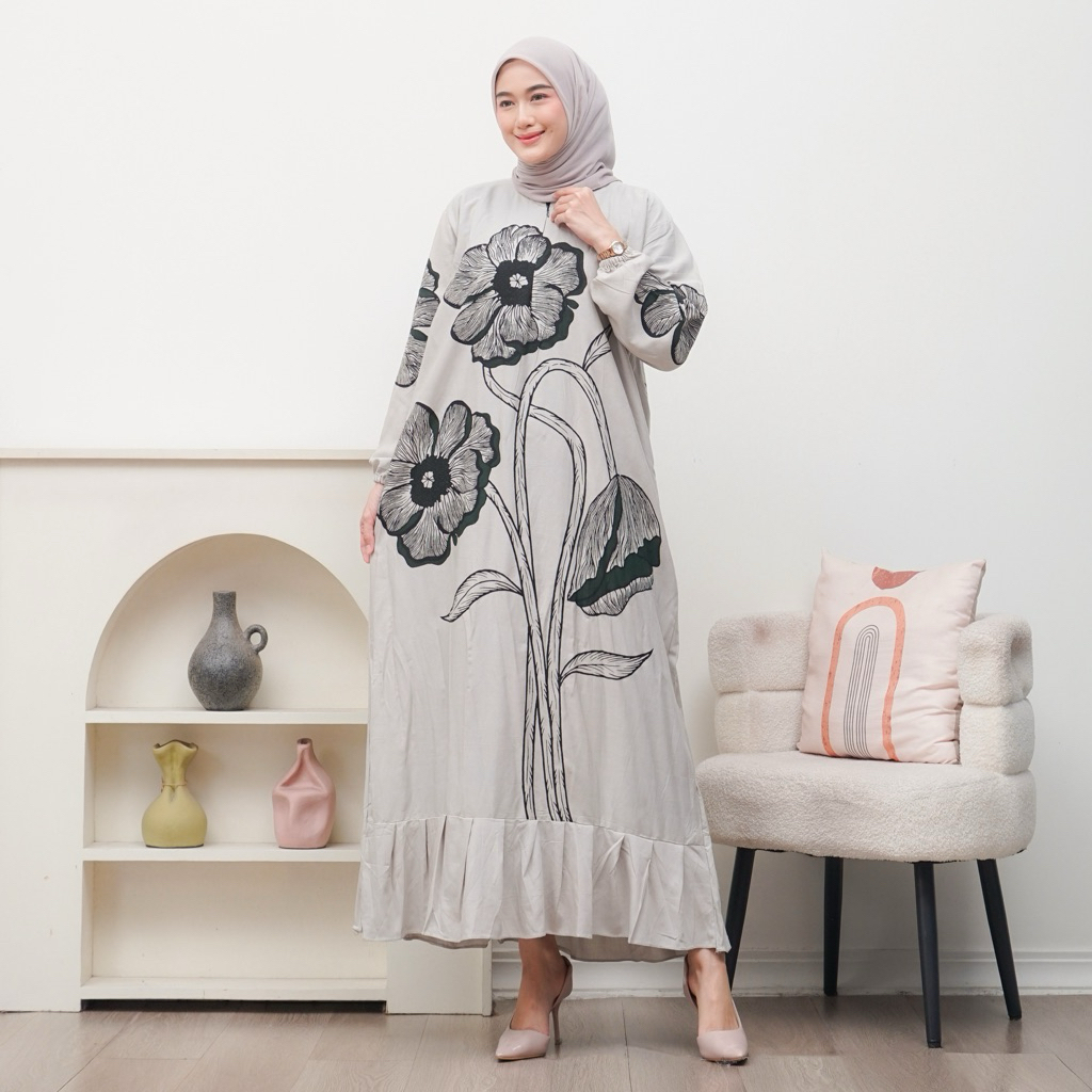 Gamis Jumbo Rayon Wanita Gamis Rempel Gamis Rayon Premium Busui Resleting Depan