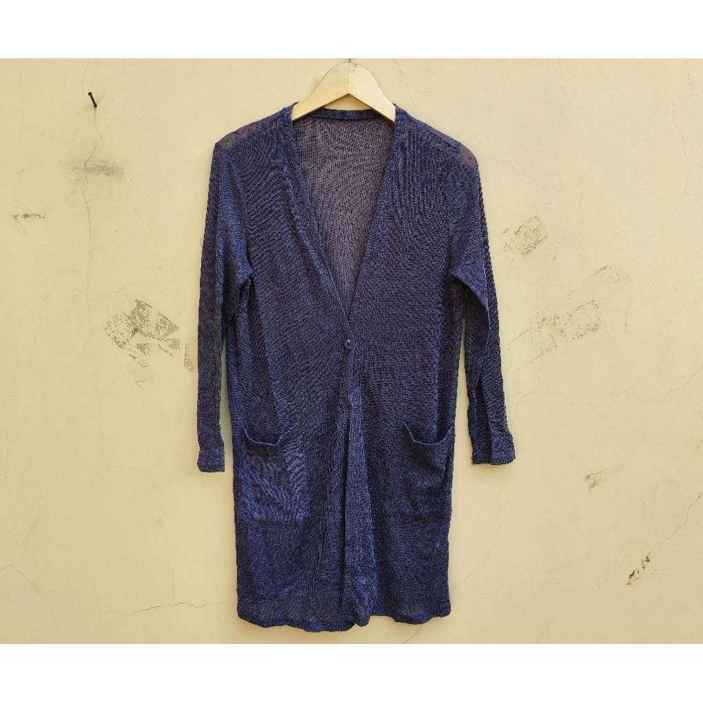 montagut - atasan outer long cardigan wanita lengan panjang abu putih