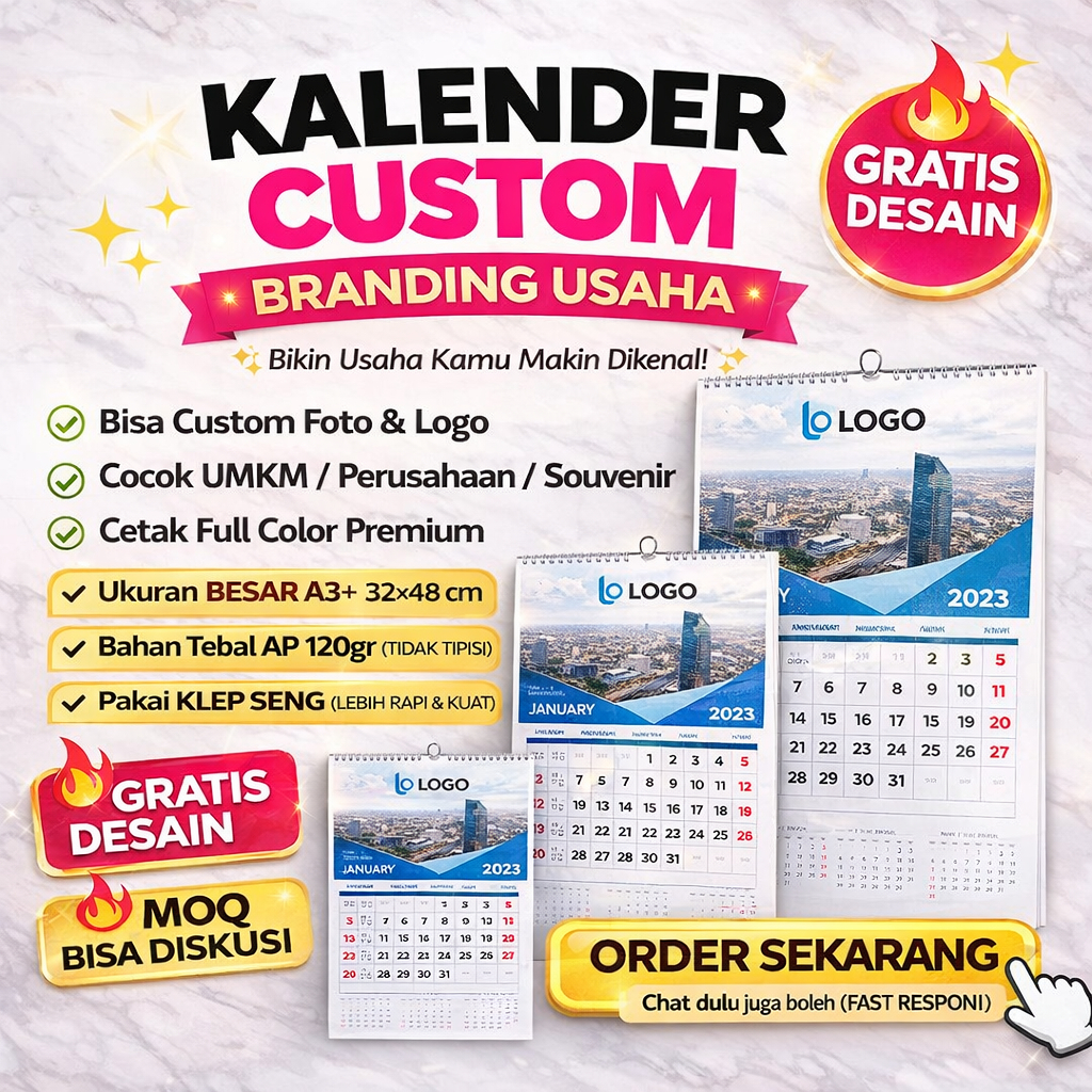 Kalender Custom 12 Lembar – Eksklusif & Profesional