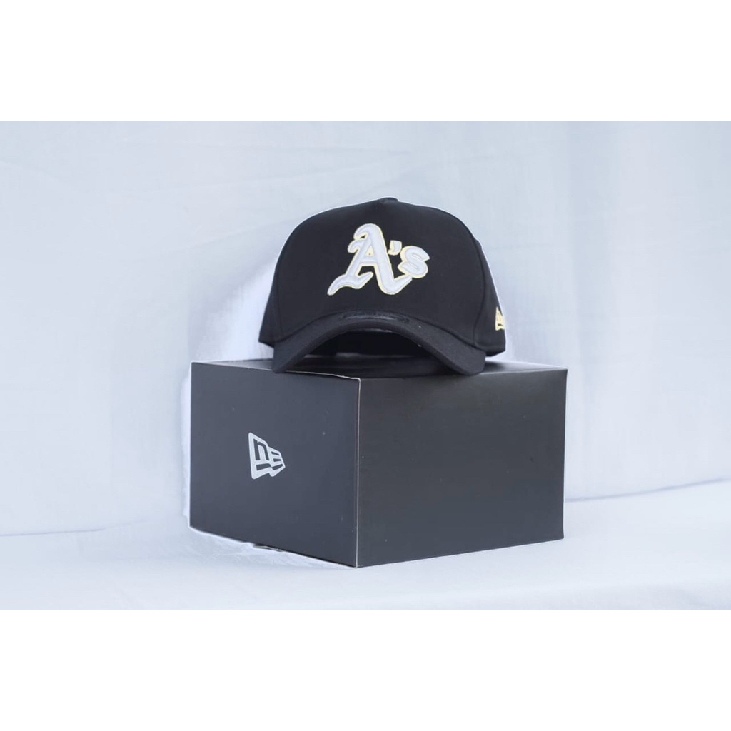 Topi Baseball Trucker Premium Pria Wanita Bordir Premium Unisex dengan Cap Logo A’s Putih Kuning