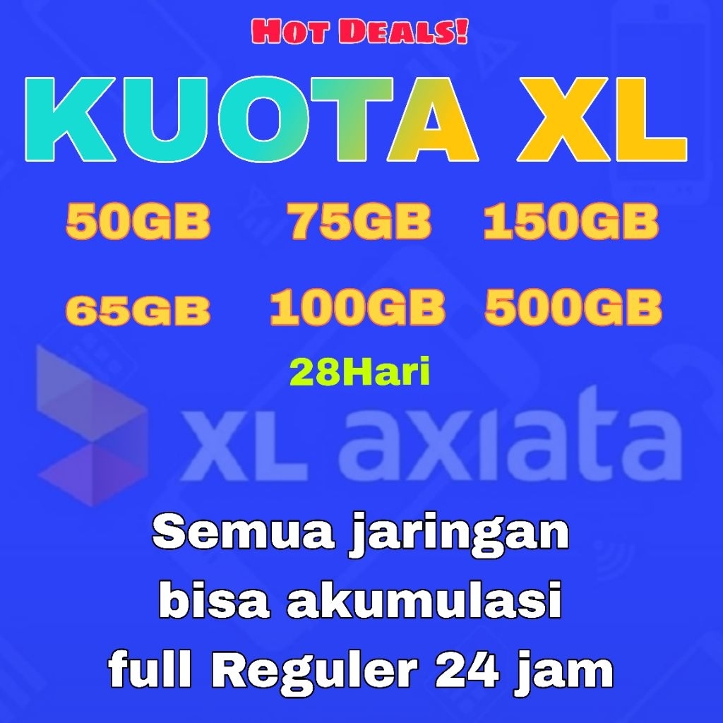 XL paket data kuota nasional Full Reguler 24 jam semua jaringan 50gb 100gb