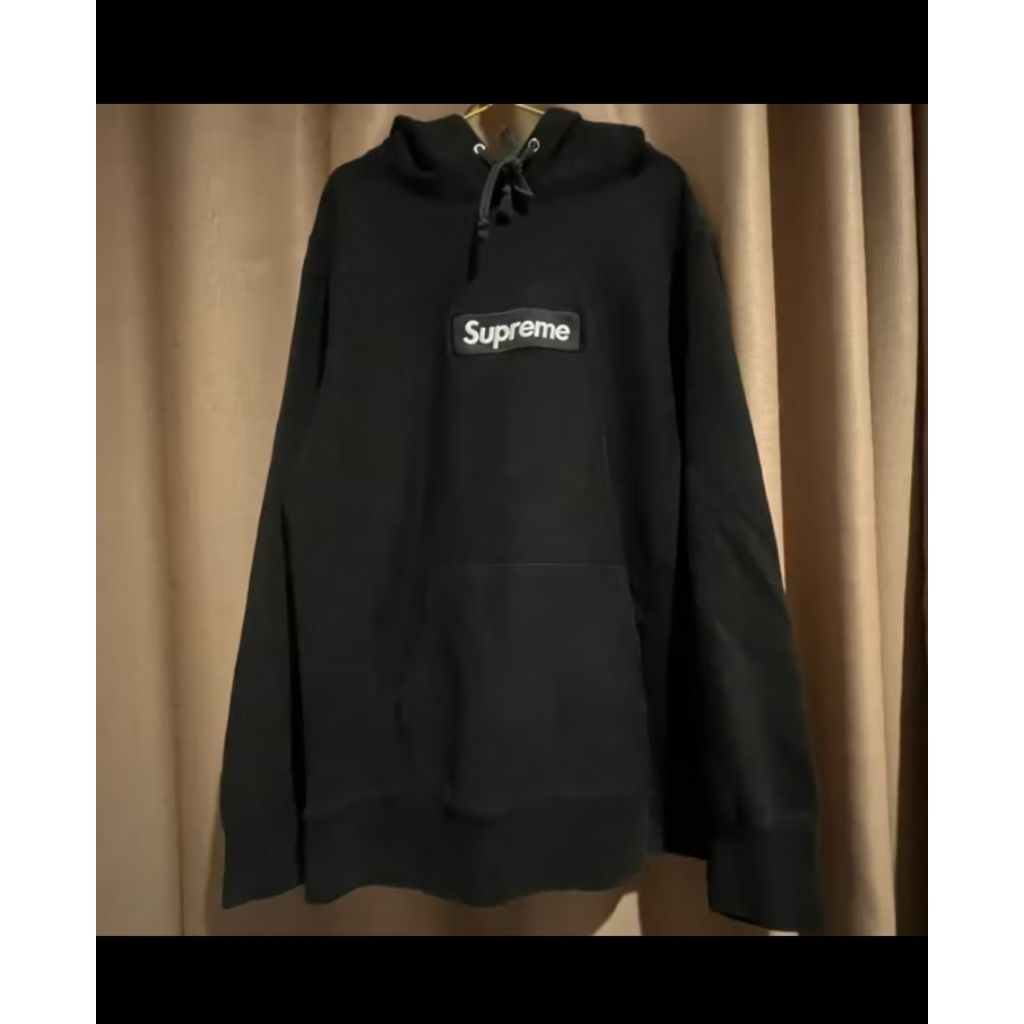 Hoodie supreme black logo box