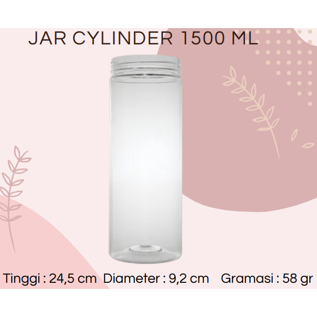 Jar Cylinder 1500 ml / Toples Tabung 1500 ml / Toples Tabung Bening 1500 ml / Toples Tabung Kode TAM