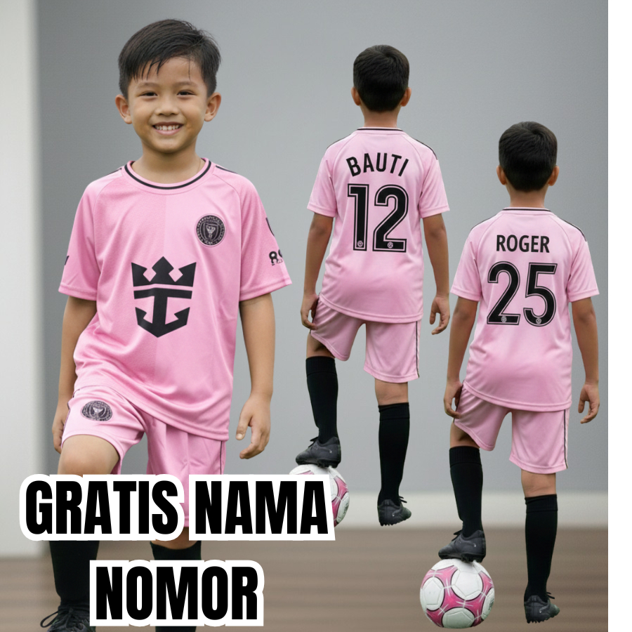 JERSEY KAOS BOLA ANAK MIAMI HITAM SETELAN BAJU BOLA INTERMIAMI