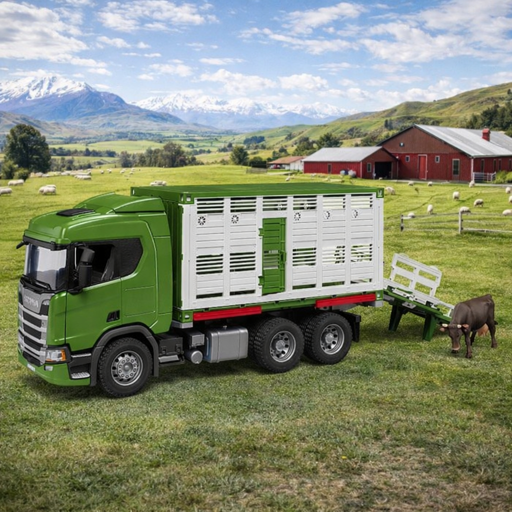Bruder 3548 Scania Super 560R Cattle transportation - Mainan Miniatur Mobil Truk Scania Pengangkut S