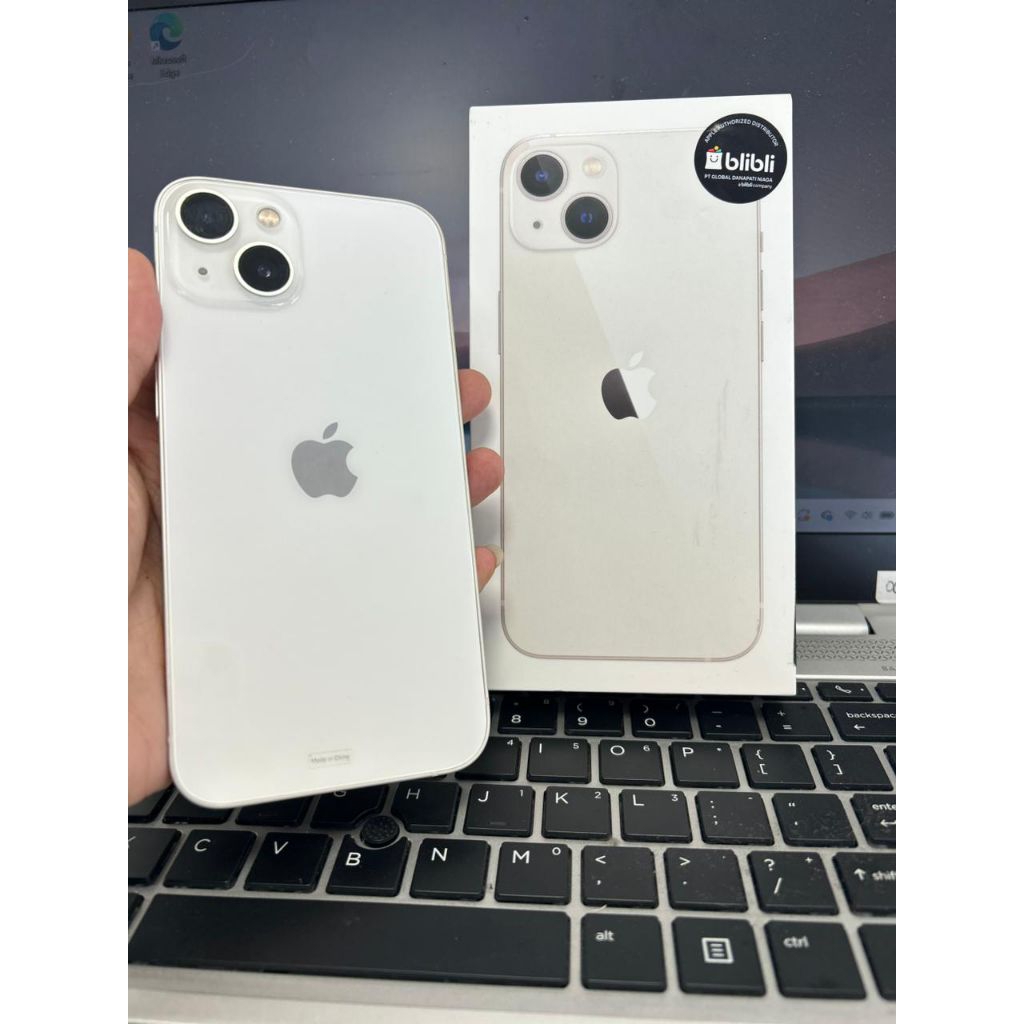 Iphone 13 128 ibox starlight fullset mulus hb 87 faceid&trutone on garansi off april 2026