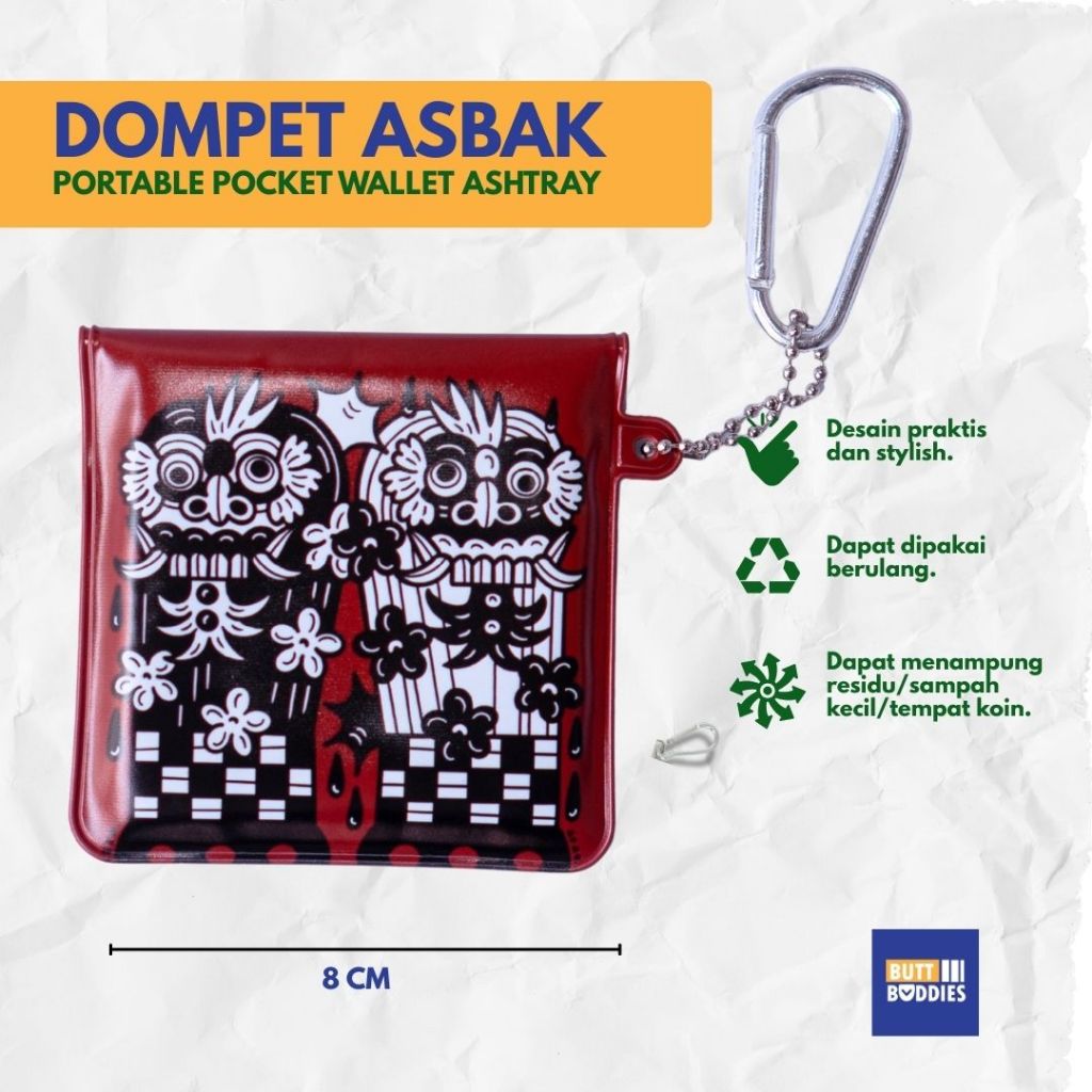 DOMPET ASBAK SERBAGUNA / PORTABLE POCKET WALLET ASHTRAY - REUSABLE - PVC FIREPROOF - MERAH
