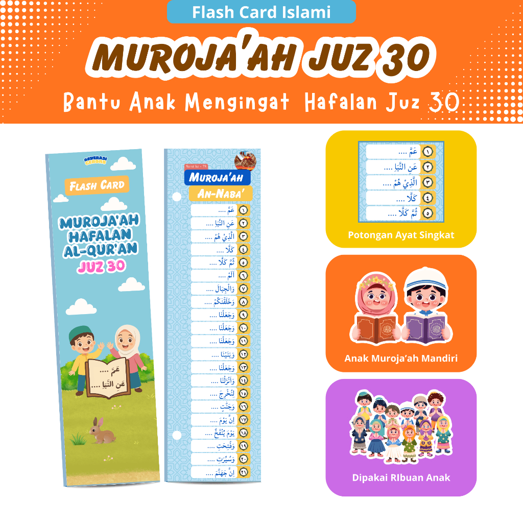 Flashcard Muroja’ah  Hafalan Qur’an Anak Juz 30 | Flashcard Edukatif Islami | Tahfidz