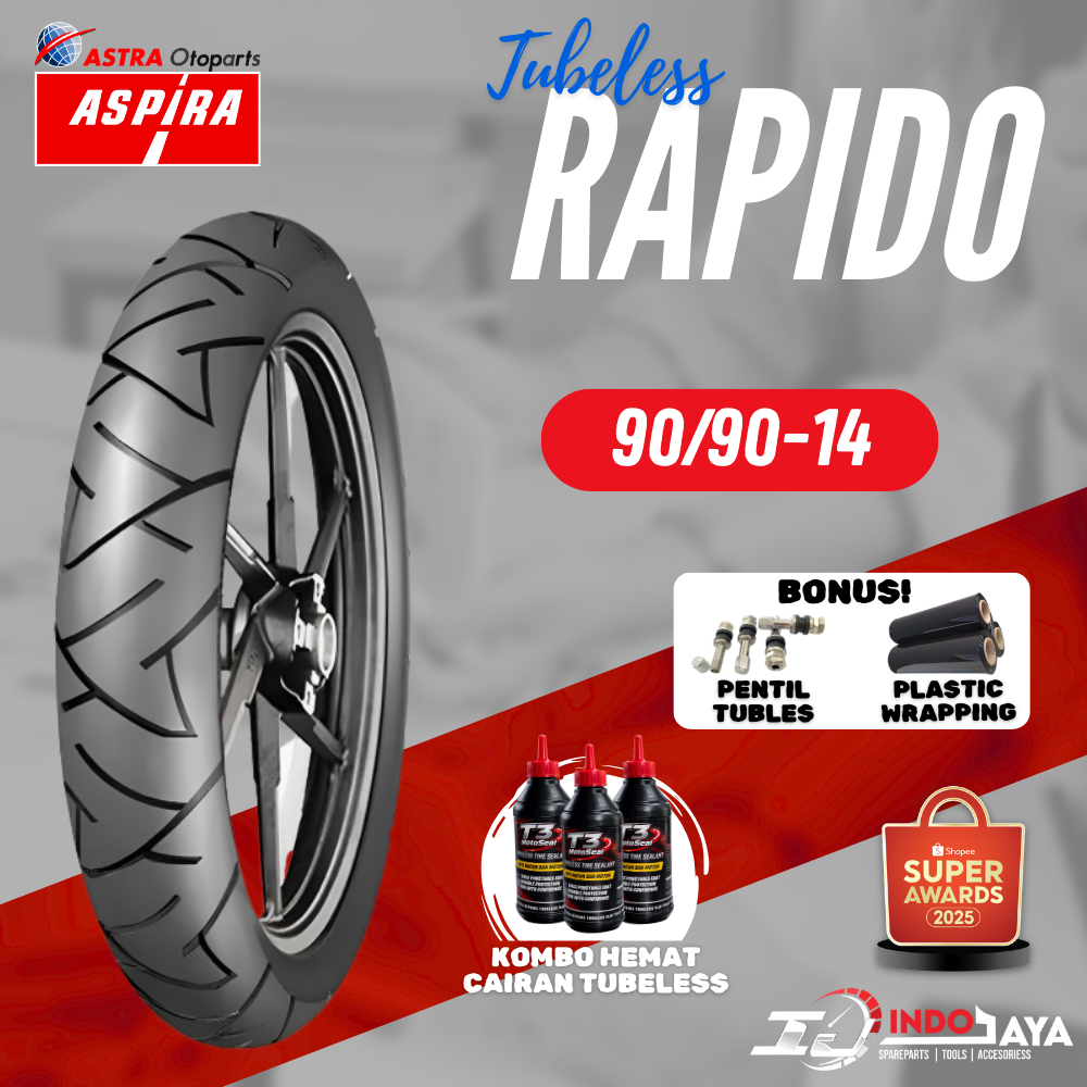 [FREE PENTIL + WRAPPING] BAN ASPIRA RAPIDO TUBELESS ( 90/90-14 ) / BAN TUBLES ASPIRA MAXIO RAPIDO RI