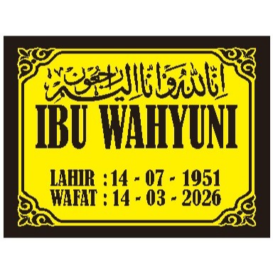Batu Nisan Kijing ISLAMI Ukuran 15X20 Timbul Nama Custom Huruf Arab