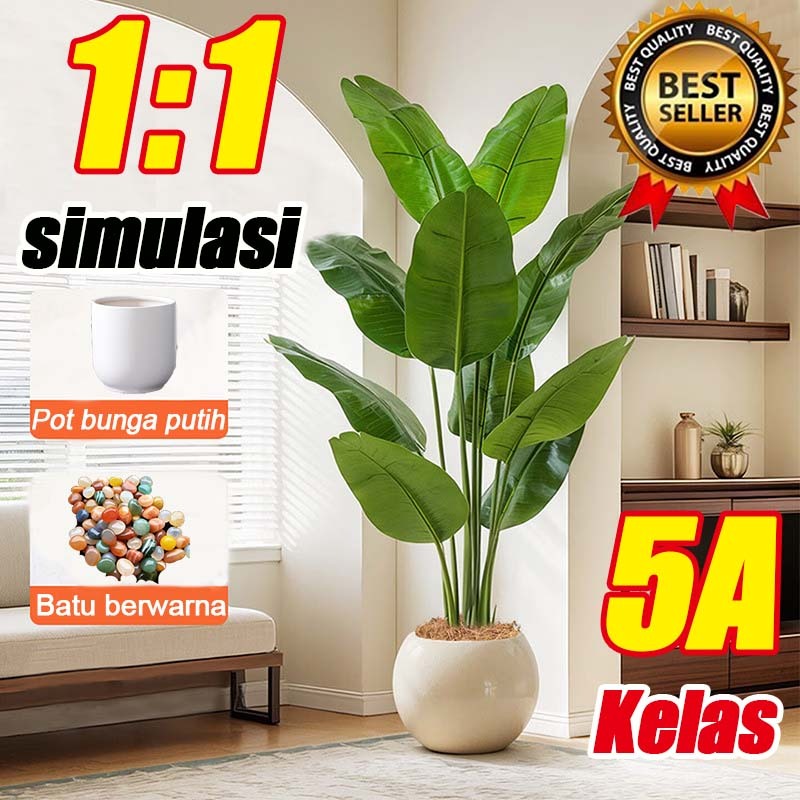 Pohon Pisang Artificial Tanaman Hias Plastik 12 Daun Cabang Artificial Tanaman Palsu Daun Pisang