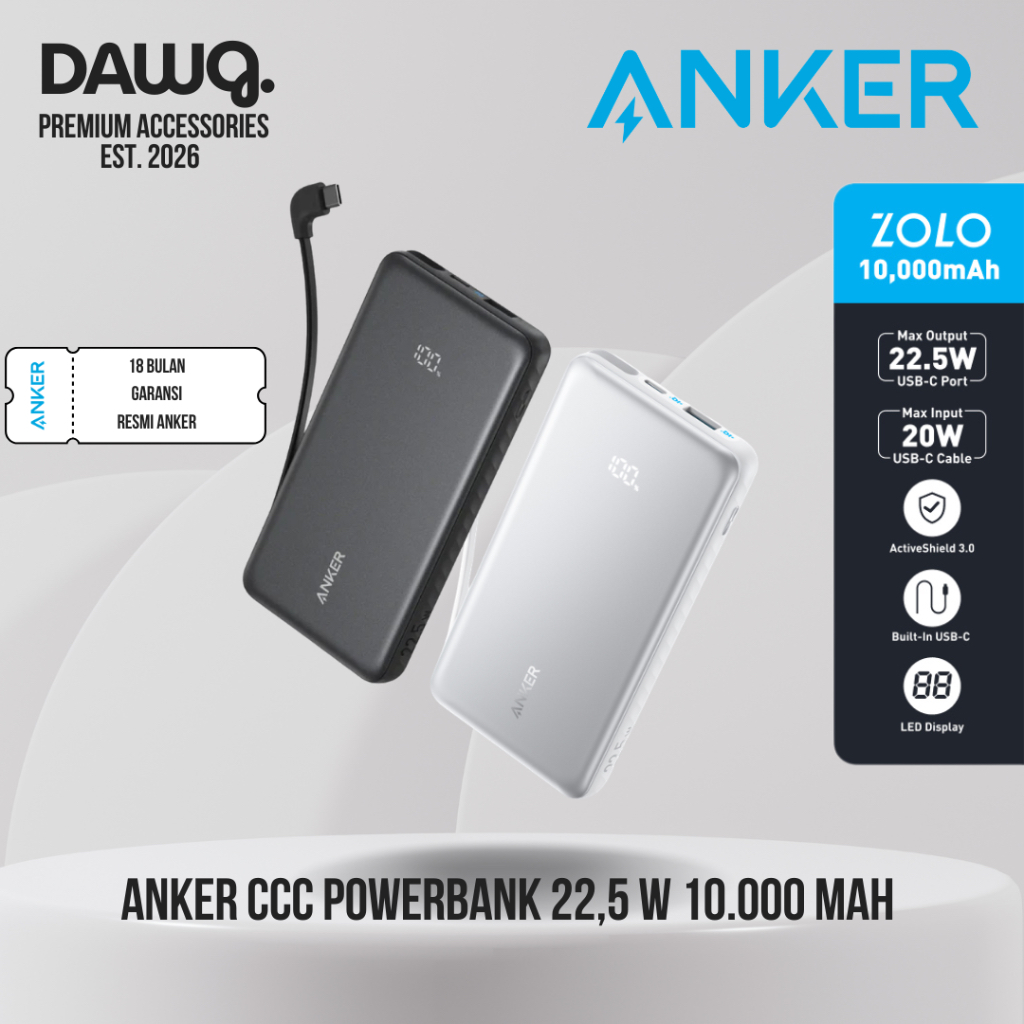 ANKER POWERBANK CCC 10000 MAH 22.5 W MURAH TYPE C INCLUDE