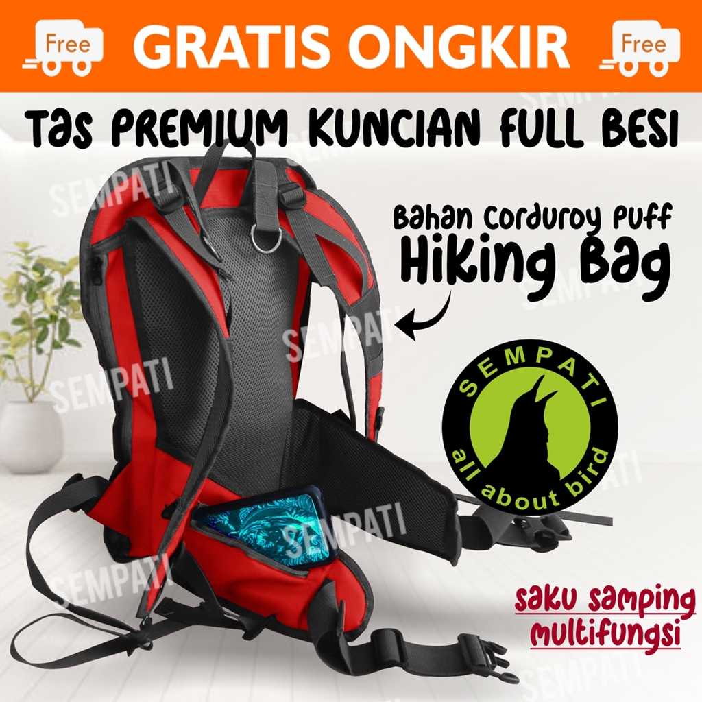 SEMPATI Tas Sangkar Burung Premium Full Besi Kuncian Super Safe Bahan Hiking Bag Mountain Ransel Tas