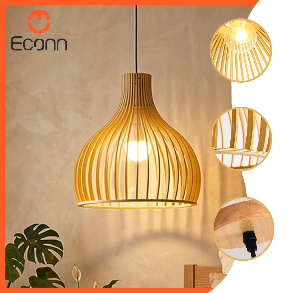 Lampu Gantung Kayu Minimalis Nordic Lampu Hias Estetik Pendant Lamp E27 Lampu Dekorasi Ruang Tamu Ka