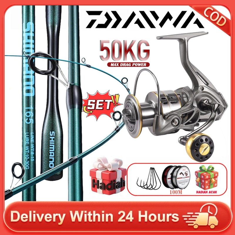 DAIWA Pancing Set Joran Pancing Carbon Serat Karbon Full Set 1.6-2.1M Alat Pancing Laut Spinning Kua