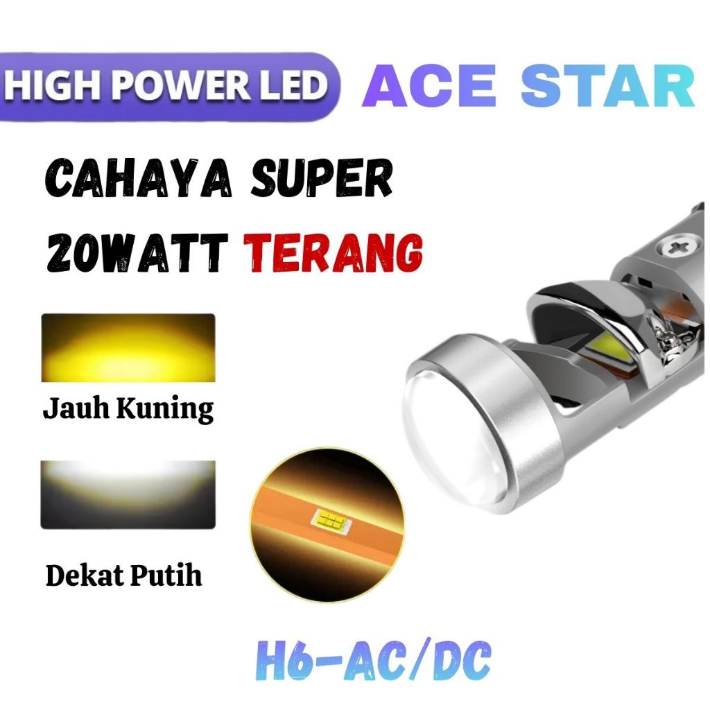Lampu Motor Projie Biled Mini H6 HI/Low Putih Kuning Matic Bebek Super Terang