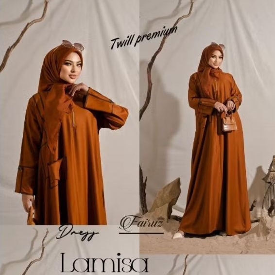 Daster Arab FAIRUZ LAMISA Gamis Maxi Dress Twill Premium Busui Friendly