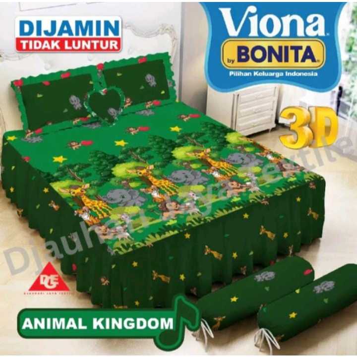 Sprei Viona By Bonita Rumbai Ukuran 180x200 cm Motif Bunga Warna Hijau