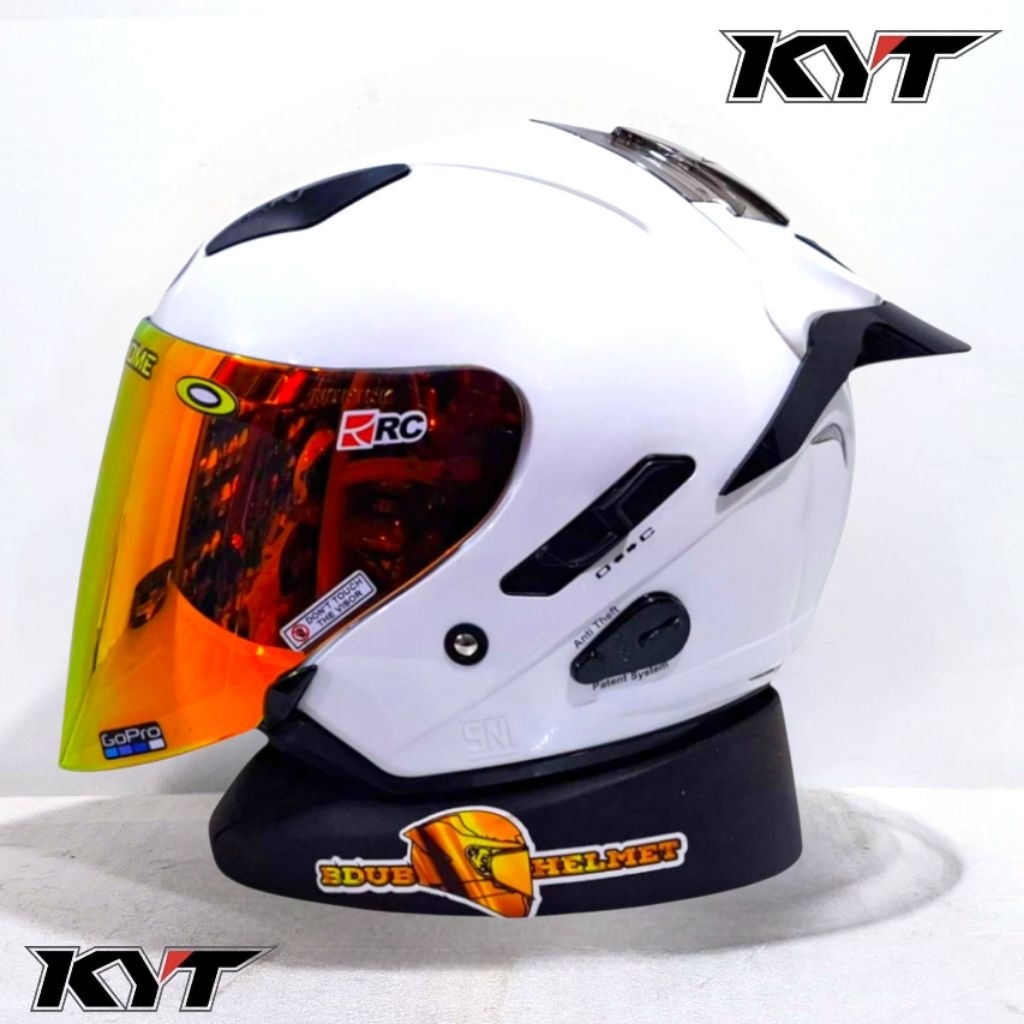 Helm KYT galaxy flat R White paket ganteng original KYT