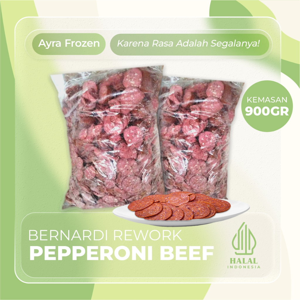 Beef Pepperoni Bernardi Rework Expired Panjang 900Gr - Sosis Pepperoni Topping Pizza - Halal