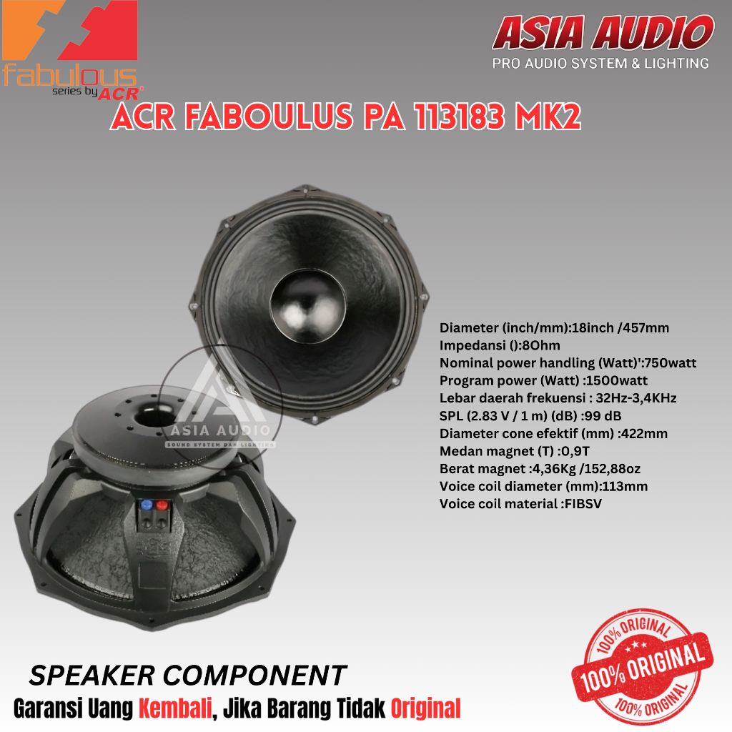 SPEAKER COMPONENT ACR FABOULUS PA 113183 MK 2