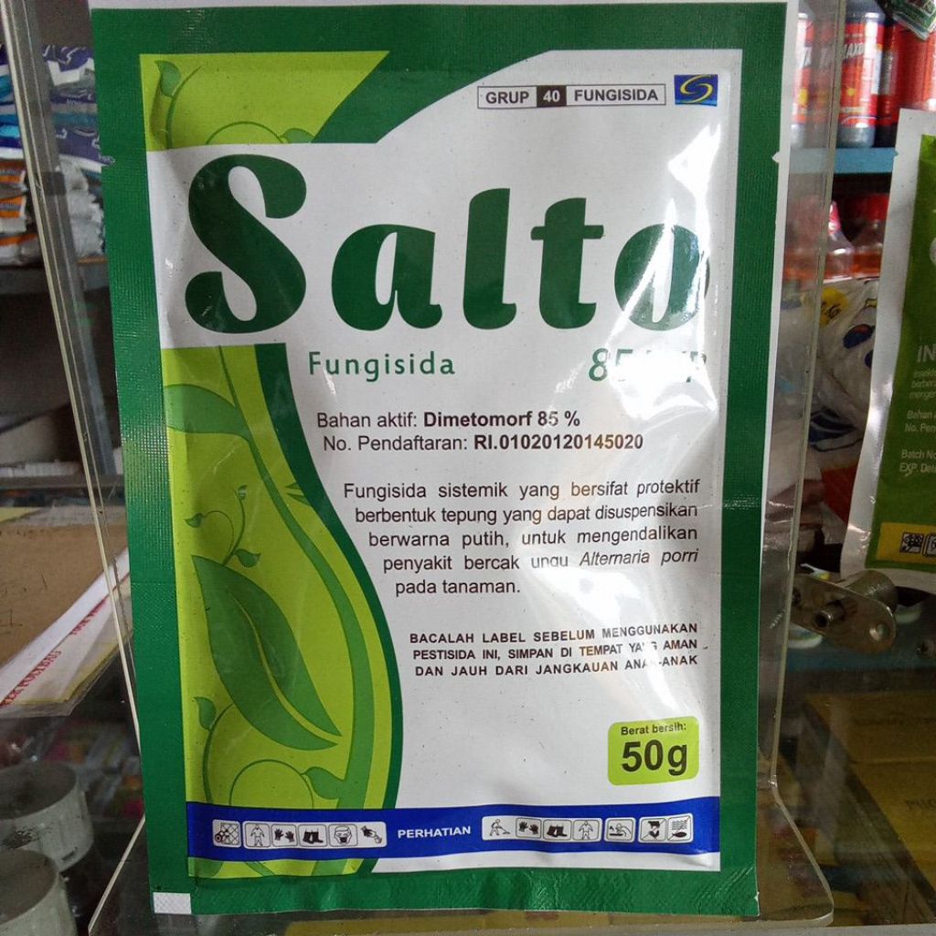 Fungisida Sistemik SALTO 80wp Fungisida bercak daun bercak ungu kemasan 50 gr