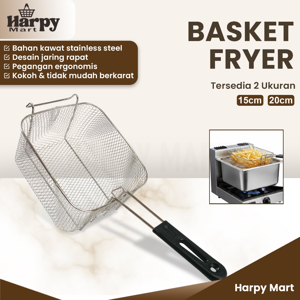 Basket Fryer Serbaguna Ukuran 15 cm dan 20 cm Stainless Steel Penggorengan Gorengan | Kotak Saringan
