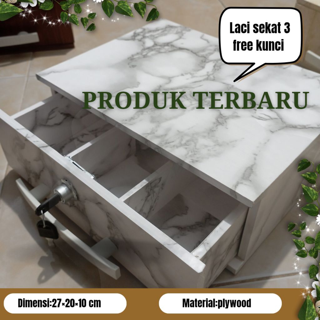 Laci uang mini desain minimalis free kunci laci 3 sekat